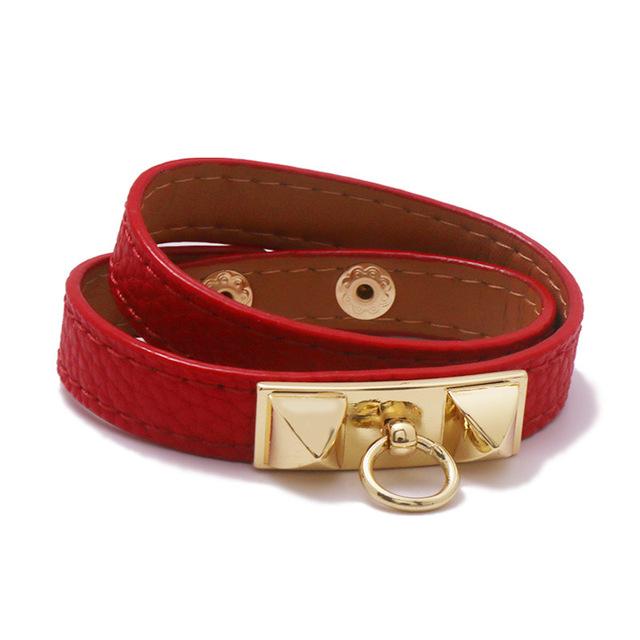 

Новый высококачественный браслет из искусственной кожи золотого цвета, браслет для женщин, модный роскошный многослойный браслет, женские ювелирные изделия красный