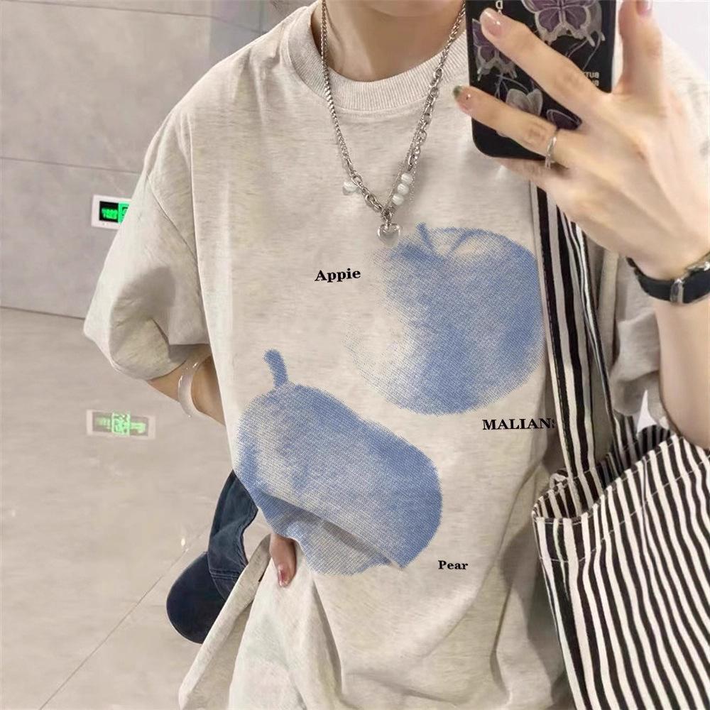 

Summer large size cotton round neck short-sleeved t-shirt women s new design sense niche loose Hong Kong style chic half-sleeved top m (recommended 40-52.5kg )