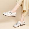 Johnature Flat Heel Soft Soled Sandals Hollow-out Breathable Genuine Leather Retro Hole Women's Shoes
