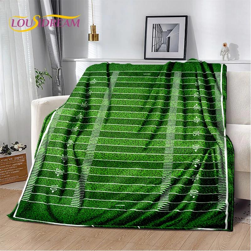 3D Rugby Field Rugby American Football Cartoon 2026 Soft Blanket,Soft Throw Blanket for Home Bedroom Bed Sofa Travel Cover Child