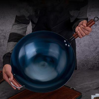 Chinese Wok Non-stick for Gas Cooking Frying Pan with Scoop Manual Forged Iron
