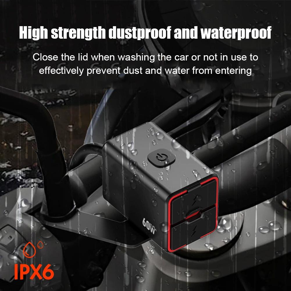 Motorcycle USB-C Fast Charger PD+QC3.0 60W Waterproof Socket Type C Cell Phone 12V/24V Vehicle-Mounted Charger Adapter Accessory