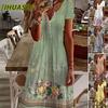 Fashion Summer Spring  Short Sleeve V-Neck Casual Dresses