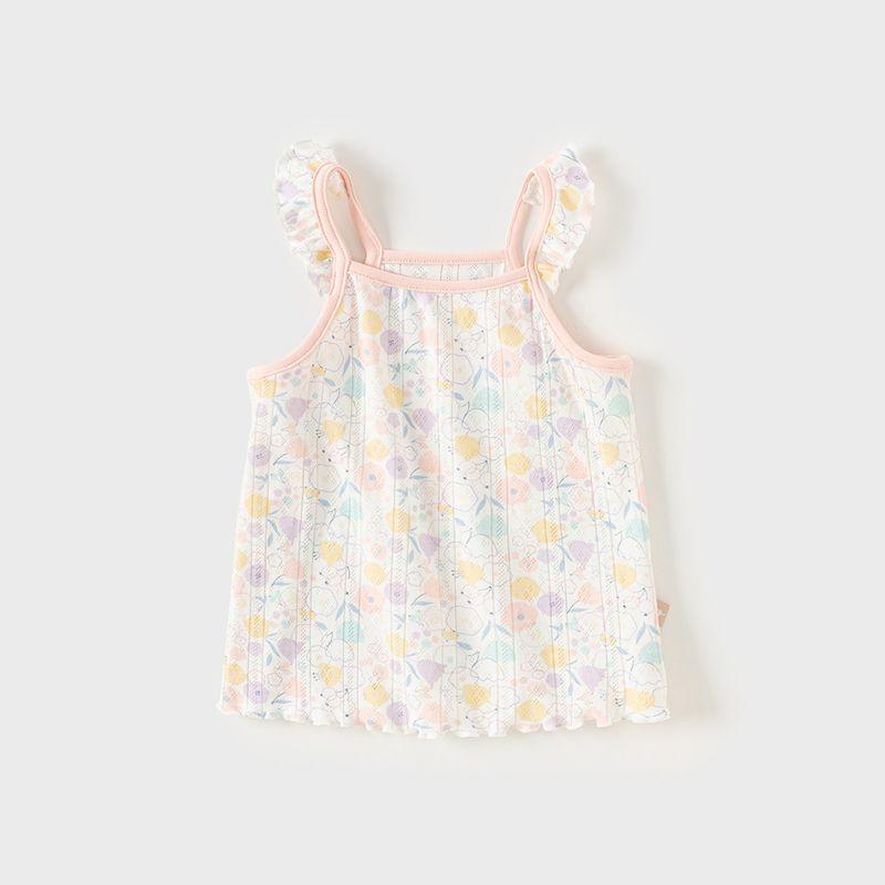 David Bella Children s Sleeveless Vest Stylish Girls  New Summer Camisole Undershirt Pure Cotton Top for Baby Girls Flower Print [Ready in Stock] 130cm