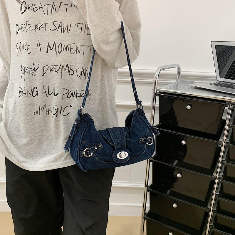 Bolsa de Mão Jeans Vintage Feminina de Ombro Único