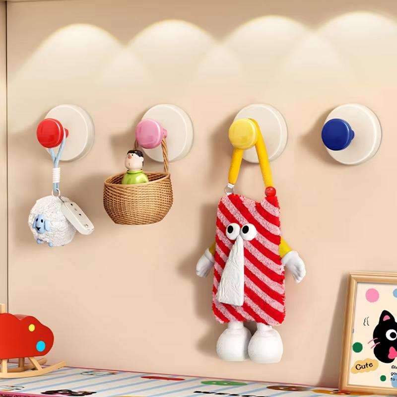Plastic Suction Cup Hook No Drill Suction Cup Towel Hooks Home Clothes Wall Hanger Foldable Fixing Suction Cup Storage Accessory