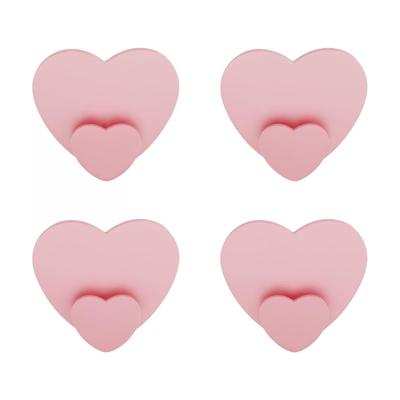 Pack of 4 Elegant Heart Shaped Adhesive Wall Hooks Hangers for Bathroom Towel Hanging and Room Decoration