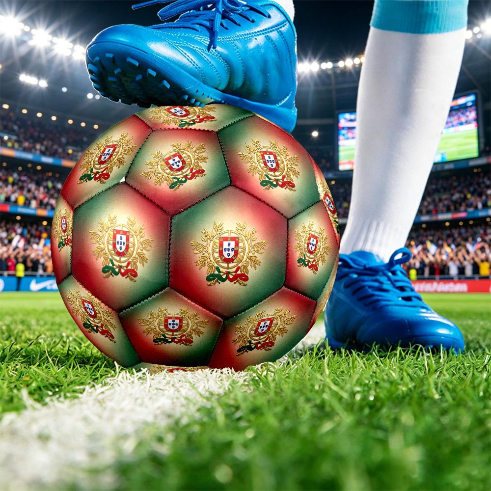 Portugal Football Printed Size 5 Soccer Ball Wear Resistant Standard Adult Training Football Fan Gift for Indoor Outdoor Match Sports