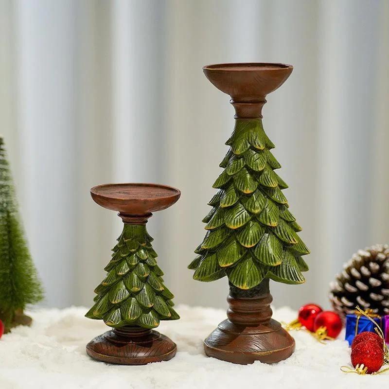 Christmas Tree Candle Holder Candlestick Household Decorations Festive Atmosphere Desktop Decoration Xmas Candle Holder