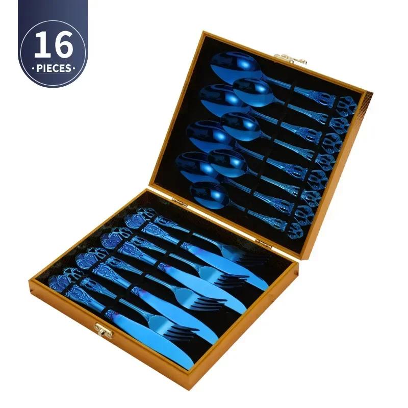 4pcs Gold Stainless Steel Cutlery Set Royal European Spoon Fork And Steak Knife Retro Hollow Design Dinnerware Luxury Tableware