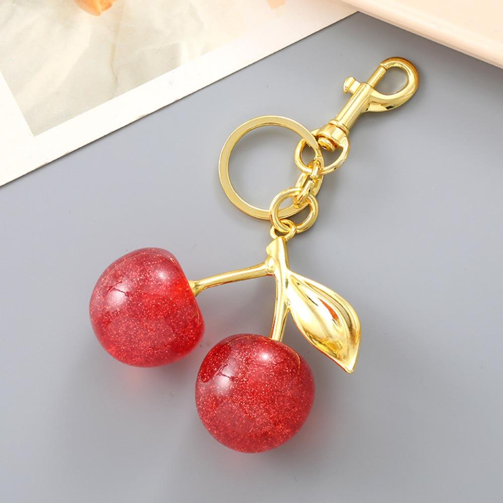 Bag Decoration Delicious Red Cherry Keychain Summer Fruits Cherries Pendant Car Decoration