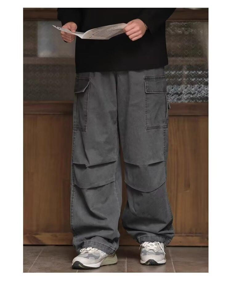 

Джинсы-карго JYL для мужчин Винтажный армейский зеленый стиль Свободные прямые джинсовые брюки L античный рубиновый