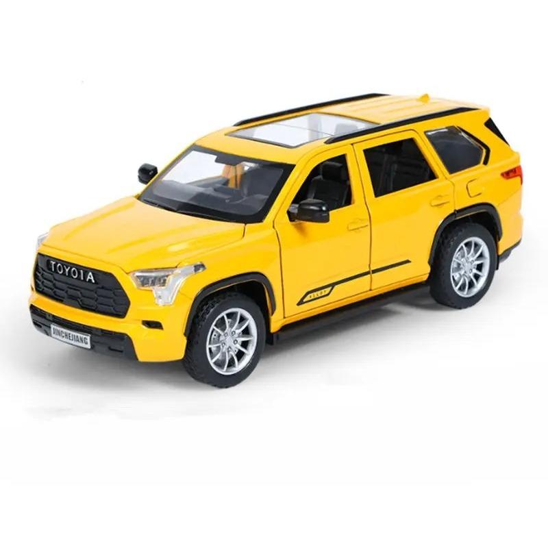 

1/24 Toyota Sequoia SUV Модель автомобіля з алюмінієвого сплаву Литий метал Позашляховики Модель автомобіля Симуляція Звук і світло Іграшка для хлопчиків для дітей Подарунок жовтий
