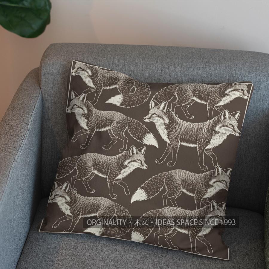 

2D Stylish Fox Patterns Printed Pillow Covers Pattern Cushion Cover Suitable for Sofa Bedroom Car Pillow Cover 40x40cm