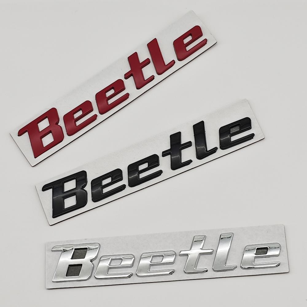 3D Metal Car Sticker Chrome Red Black Letters Logo Nameplate Beetle Emblem Rear Trunk Fender Badge For VW 1998 2005 Accessories