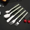 5Pcs Acrylic Handle Rivets Tableware Cutlery Set Stainless Steel Dinner Fork Knife Spoon Western Dinnerware Kitchen Flatware