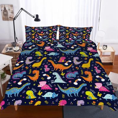 Conjunto de Cama com Estampa de Dinossauros do Período Jurássico Desenhos Animados Presente de Aniversário Para Meninos 135X200 Cm Capa de Edredom com Fronha 2/3 Peças