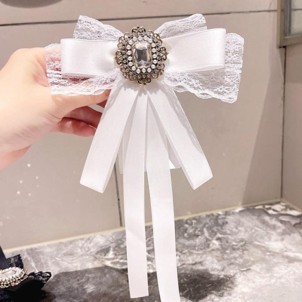 Black Memorial Black Bowknot Brooches Crystal Rhinestone Bow Tie Brooches  Dress Coat Accessories