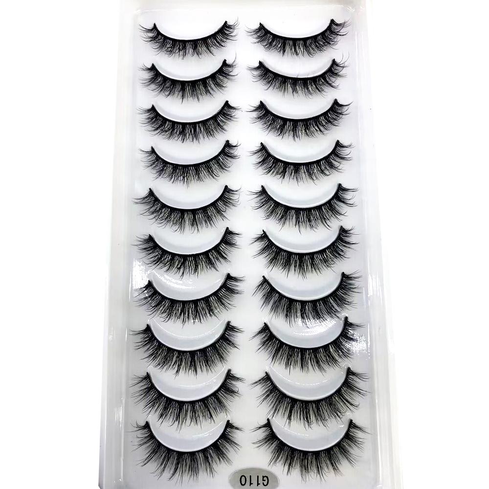AMSDCN Artificial Mink Short Natural Dramatic False Eyelashes Short Eyelashes 10 Pairs of 3D Eyelash Makeup False Eyelashes