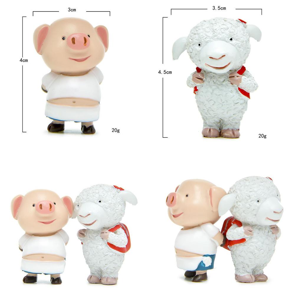 Resin Pig Cute And Lamb Ornament With Resin Craft For Collectors And Giving Gift
