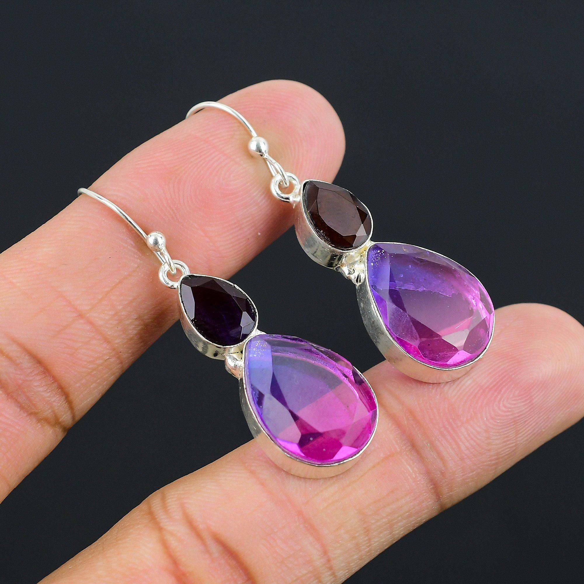 

Подарочные ювелирные серьги из стерлингового серебра 925 пробы с мультитурмалином, 2,18 дюйма