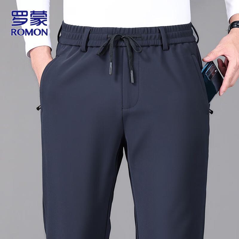 

ROMON Men s Business Casual Straight-Leg Elastic Trousers 4XL