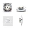 Presa a Muro Standard EU 250V/16A 2 Pin Foro Rotondo Pannello a Muro Bianco Presa Elettrica Non Messa a Terra Durevole