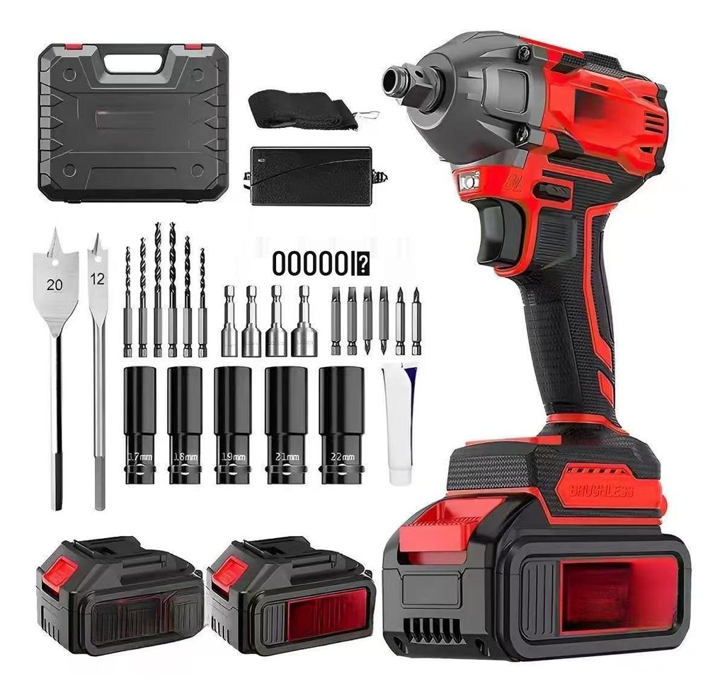 Rechargeable Brushless Electric Impact Wrench with Large Torque, Lithium Battery, and Auto Repair Screwdriver Function
