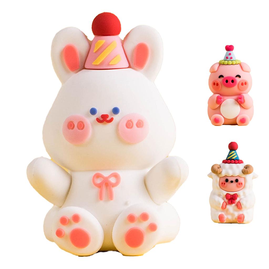 Cartoon Animal Figurine Decorative Cute Soft Plastic Animal Ornament for Birthday Party Desktop