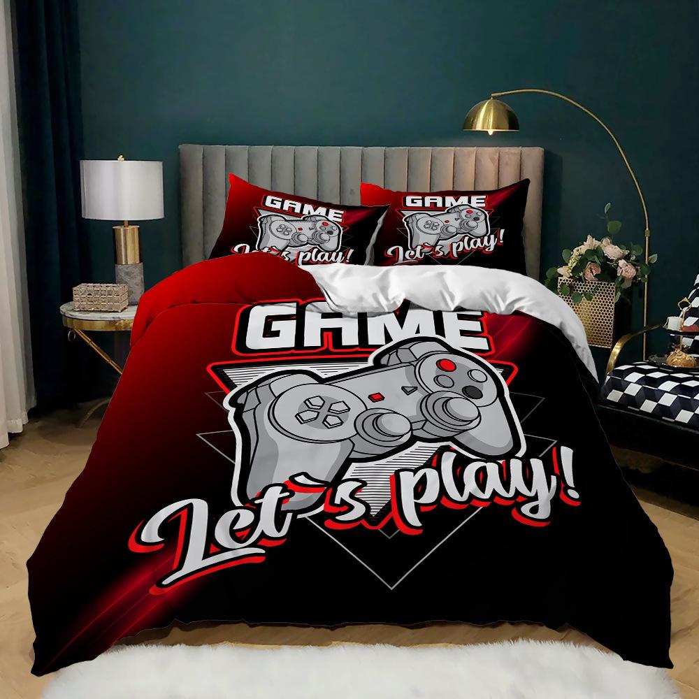 Gamepad Kit 3D Digital Printing Quilt Cover E-Sports Boy Bedding Three-Piece Set