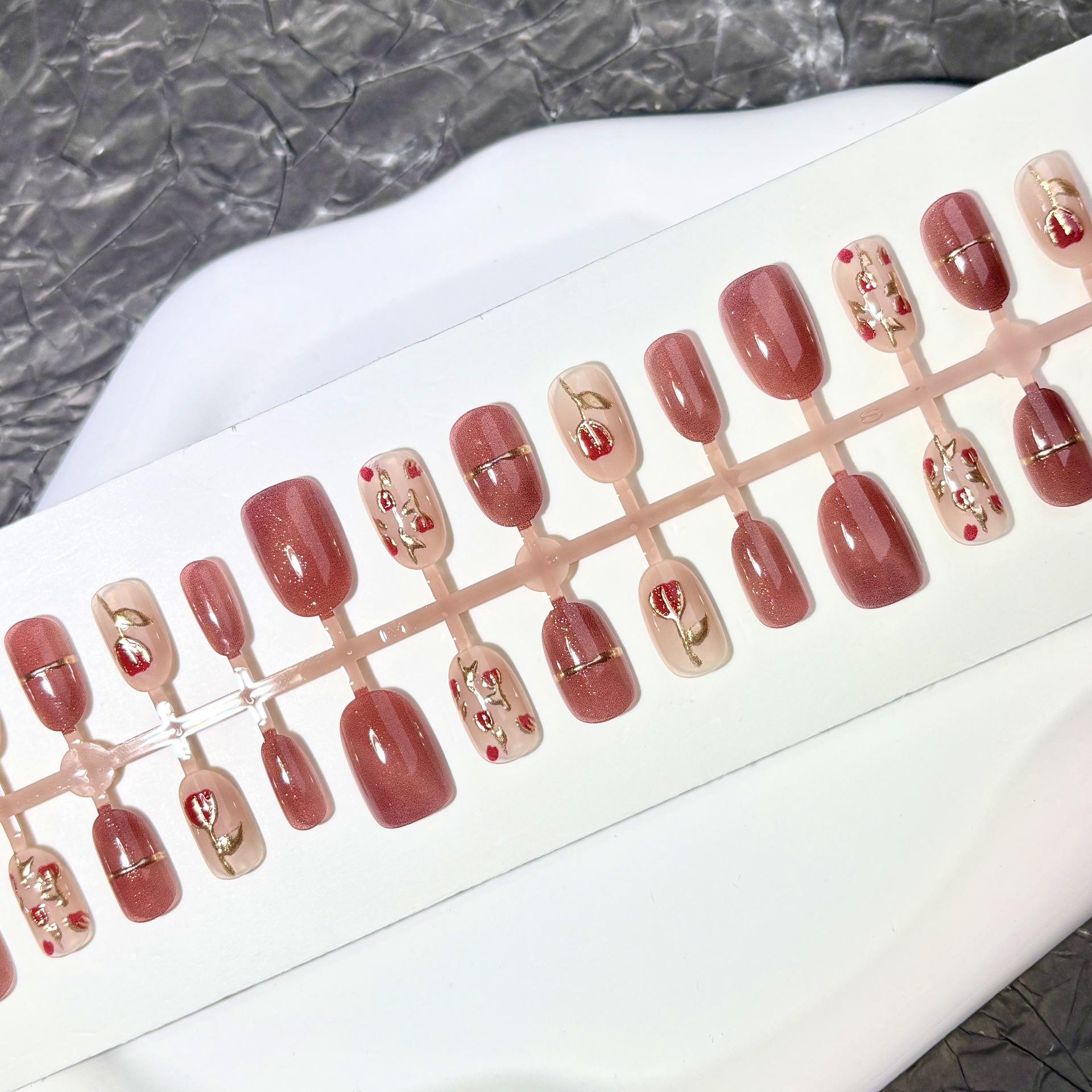 

Rose Hawthorn Red High-End Whitening Glitter Nail Art Patches - 30 Pieces