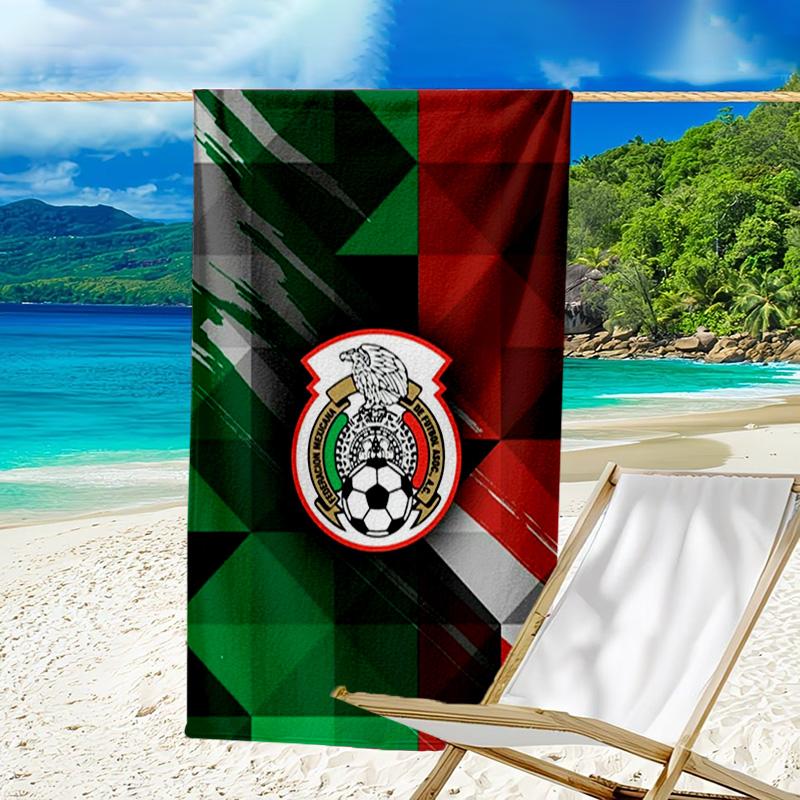 Mexico Football Team Emblem Printed Beach Towel, Super Soft Microfiber, Perfect Gift Birthday, for Pool, Beach, Travel, for Family and Friends