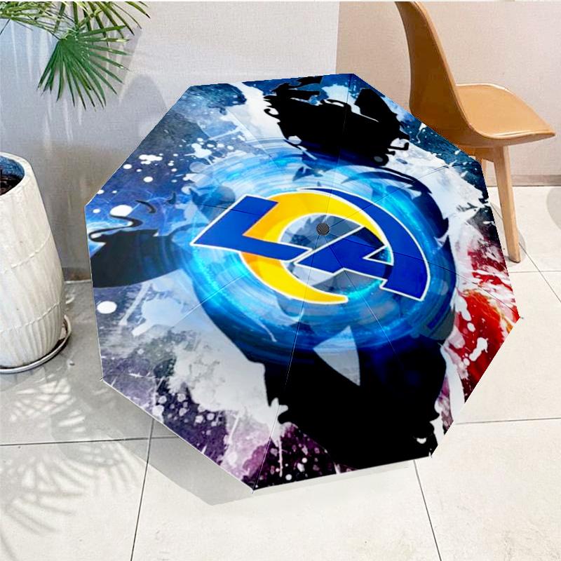 Rams Team Spirit Printed Automatic Umbrella, 8-Frame for Travel, camping, Casual Umbrella, Essential Gift for for family and friends