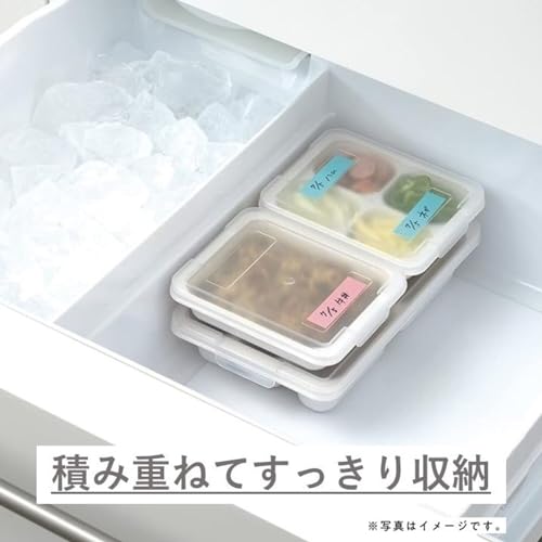 PEARL METAL Freezer/Refrigerator Tray Containers, Prepared Food Storage, Portion-Divided, 130ml X 4 Blocks, Set of 2, Perfect for Lunch Boxes, Side Di