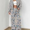 Simple Graffiti New Autumn And Winter New European And American Women'S Clothing Flower Printing Suit Women