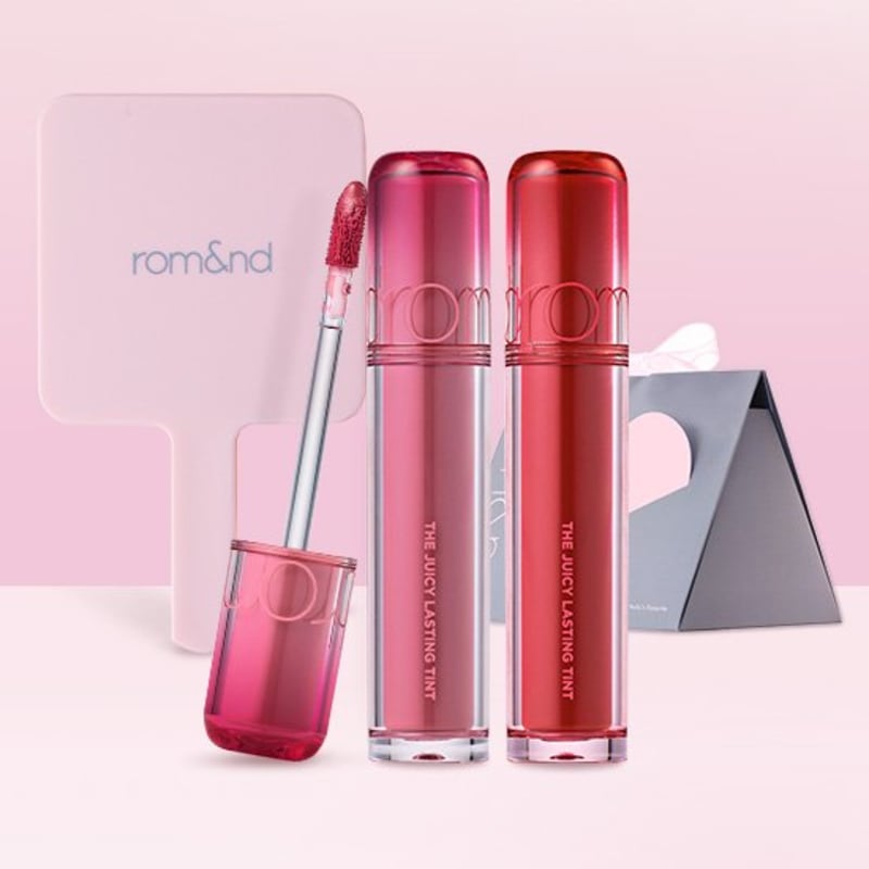 Rom&nd (Curly Exclusive) The Juicy Lasting Tint Duo Gift Set (+Mini Hand Mirror) (Choose 1)
