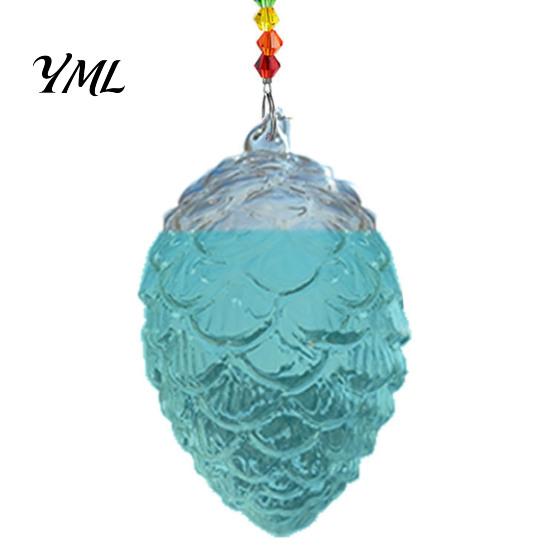 Glass Nectar Feeder for Garden Pine Cone Shape Hummingbird with Butterfly/Dragonfly Decor, Outdoor Hanging Small Mouth Bird Water Beads Chain