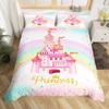 Rainbow Castle Duvet Cover King Queen Kids Girls Cartoon Girly Bedding Set Princess Castle Comforter Cover Bedroom Quilt Cover