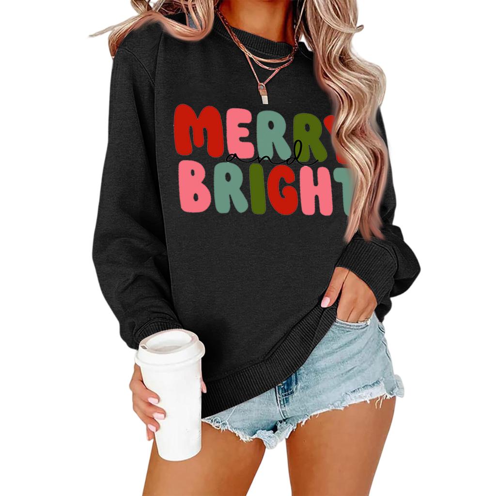 Damen Locker Bequem Lässig Modisch Charakterdruck Rundhals Langarm Sweatshirt