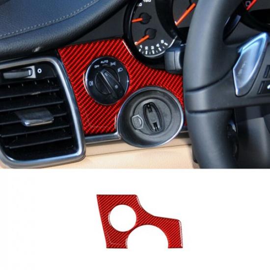 Red Carbon Fiber Car Headlight Switch Panel Sticker For Porsche Panamera 10-16