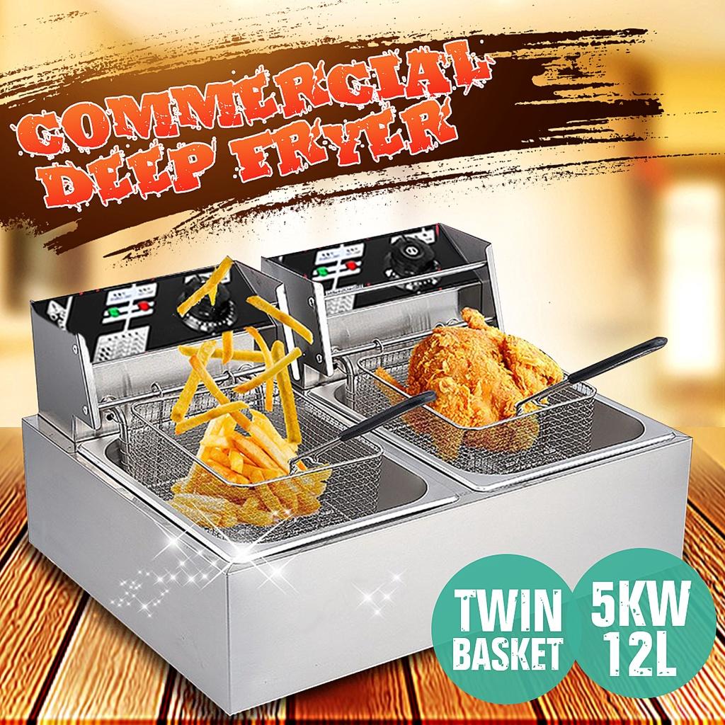 

5000 Вт Шеф-повар Электрическая Коммерческая Фритюрница Двойная Корзина для Жарки Фритюрница для Чипсов