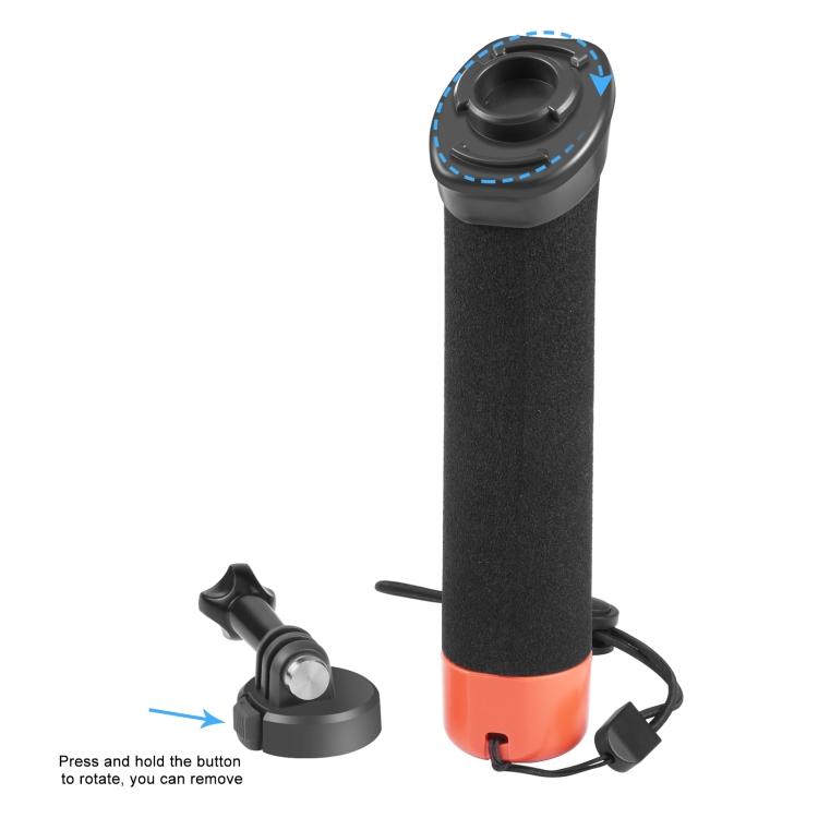 PULUZ Impugnatura Galleggiante in Schiuma con Cinturino e Base a sgancio rapido per GoPro, Insta360, DJI e Altre Action Cam(arancia)