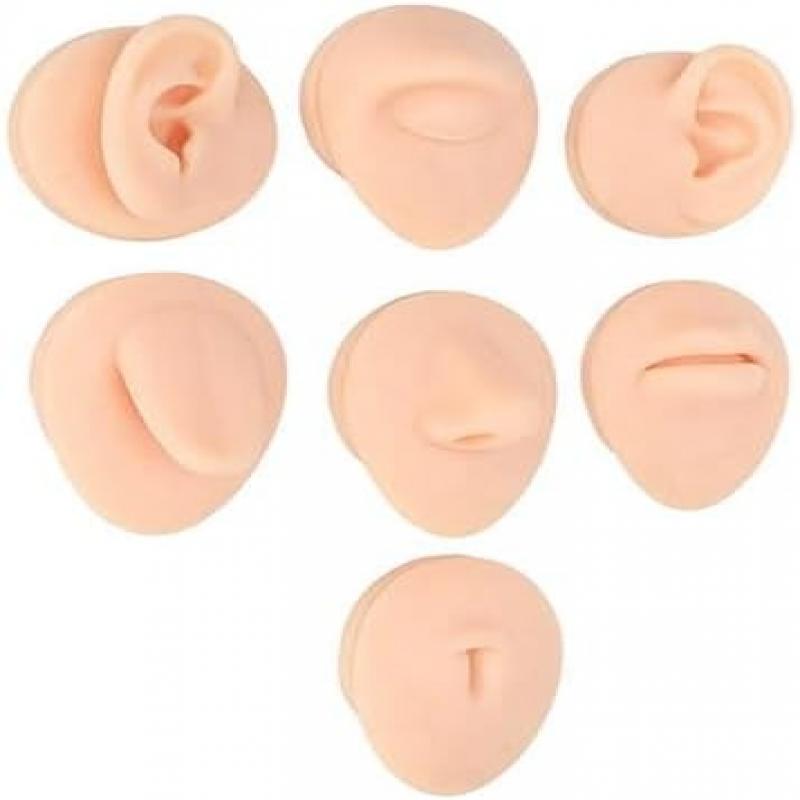 Laroal Körperpiercing-Übungsmodell, Silikon, Nasensimulation, Bauchnabelmodell, Set, Zunge, Mund, Display, Zubehör, Ohr für Anfänger