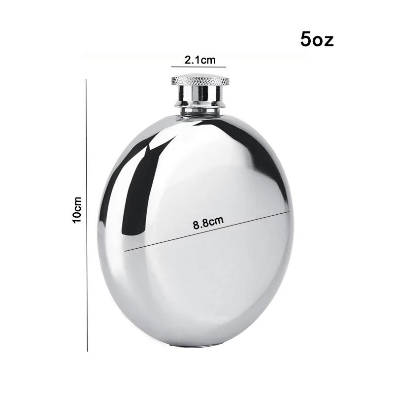 

Круглая фляга на 5 унций, карманная фляжка из нержавеющей стали, бутылка для виски, вина, алкоголя, подарок для мужчин и женщин, уличная бутылка для ликера