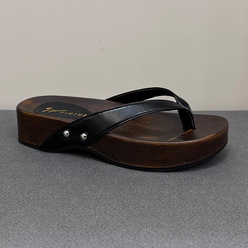 

French retro flip-flops women s summer new fashion versatile soft-bottomed beach vacation Japanese cool slippers 39 чёрный