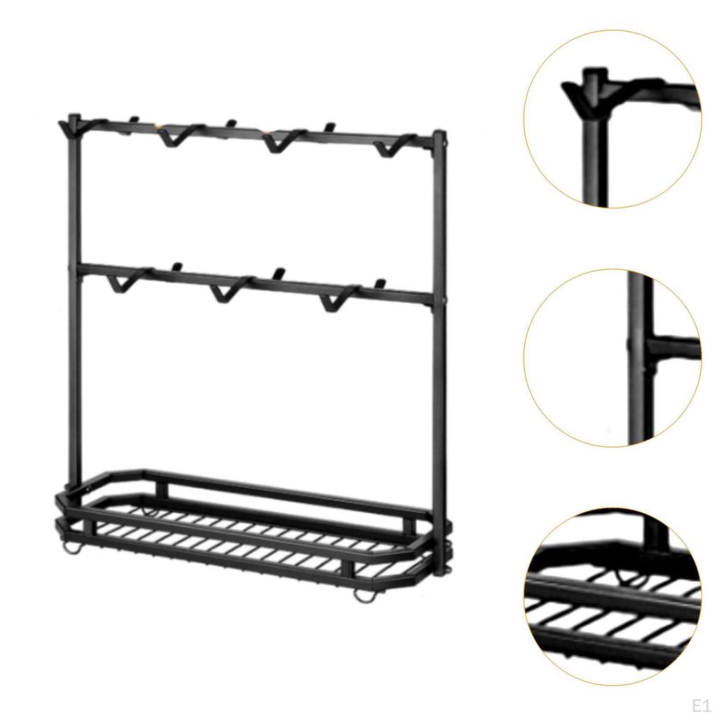 Ceramic Cup Standing Holder Kitchen Storage Hook 14 Hooks 2 Tier Simple Assembly Mugs Hanger