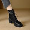 Women's High Heel Boots Thick Heel 7cm Strap Women's Boots Rear Zipper Thick Sole Splicing Short Boots Women Shoes