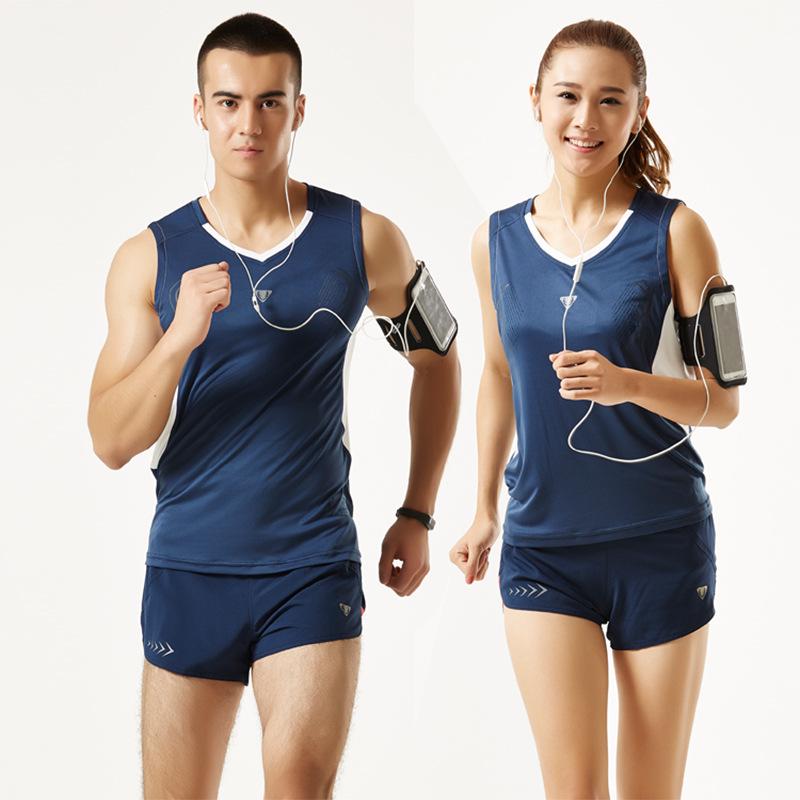 Couple's Quick-Dry Sports Set: Men's Short-Sleeve Tee & Women's Vest with Shorts
