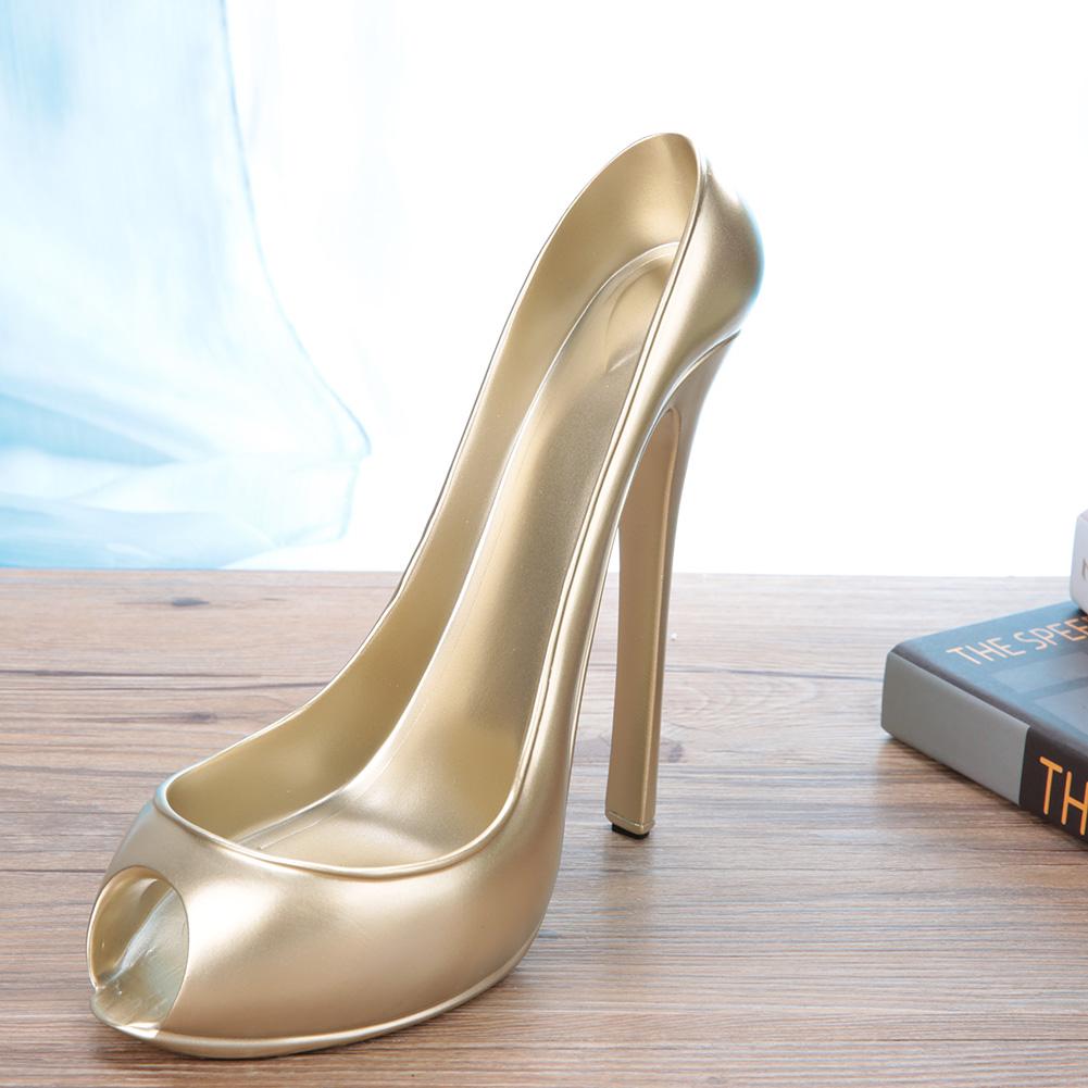 Novelty High Heel Shoe Wine Bottle Holder Storage Wine Rack Home Decor(Golden)