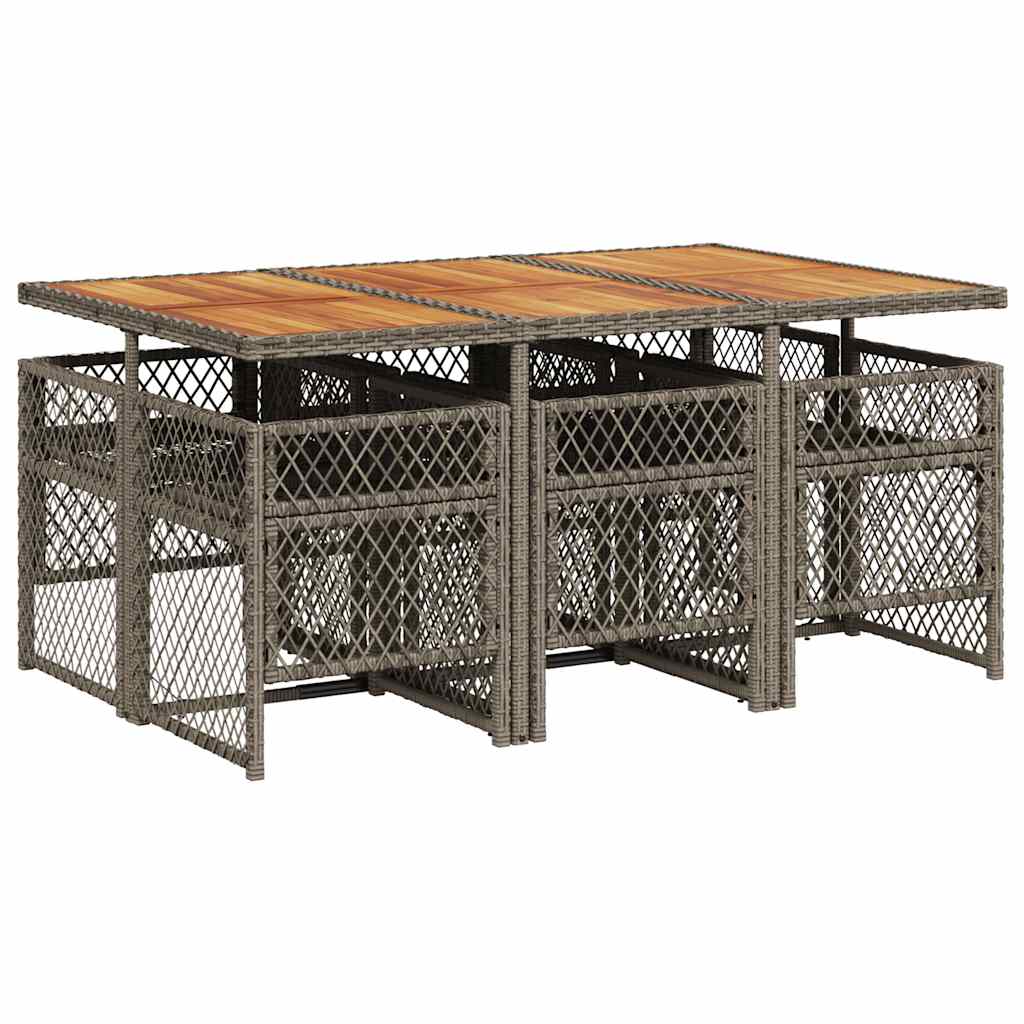 Vidaxl 7-Cz. Garden Furniture Set With Cushions, Grey, PE Rattan